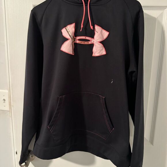 Under Armour Black Hoodie with Pink Camo Logo - XL Slim fit - Picture 1 of 8